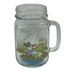 EPCOT Flower and Garden Mickey Mason Jar Glass Drinking Mug Disney World 2015